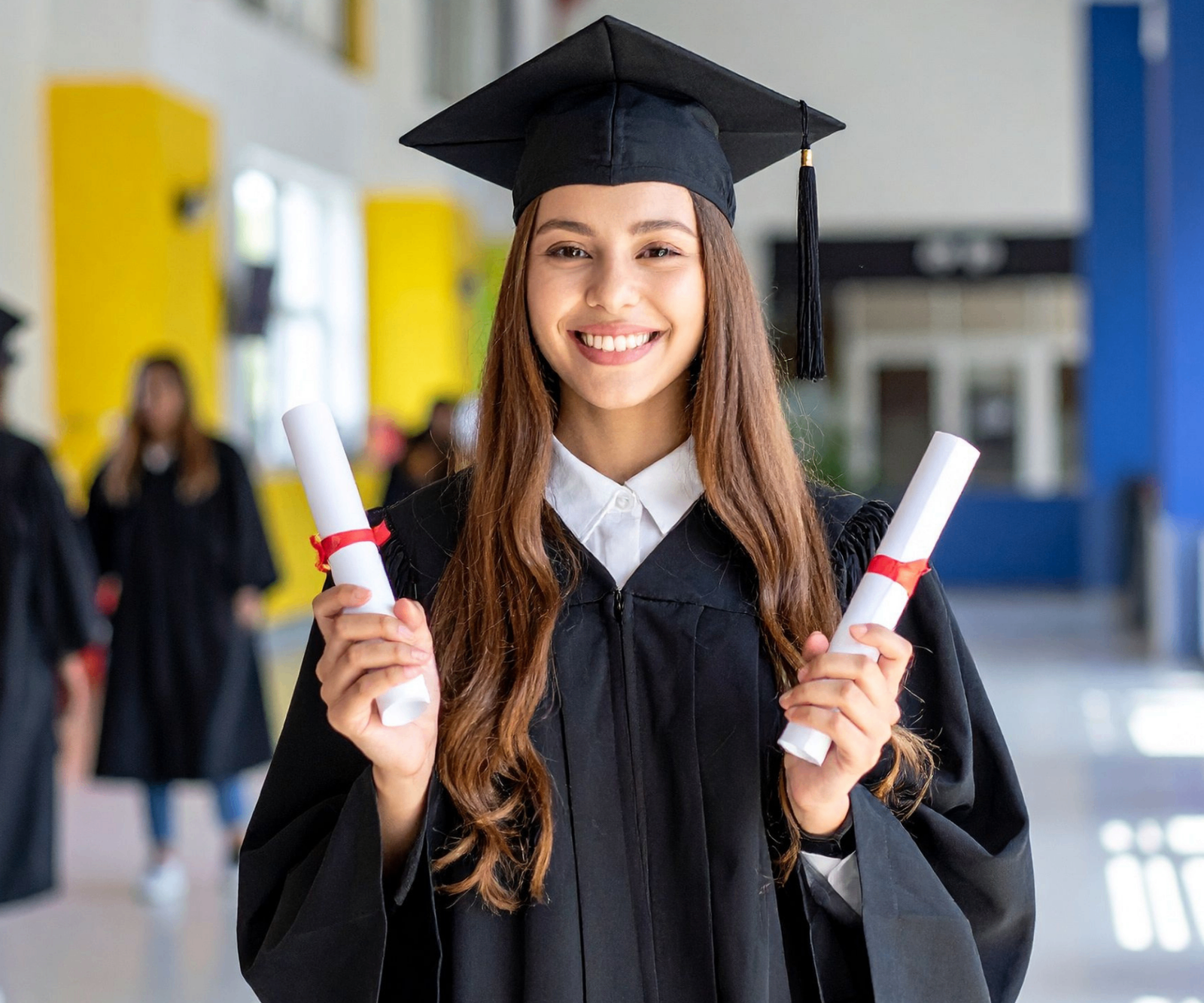 Aluna formada no Ensino Médio com diplomas